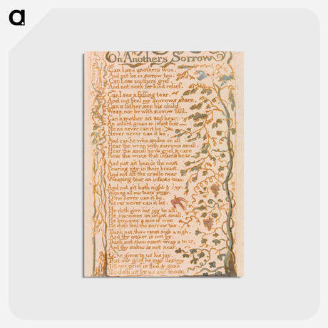 アートポストカード-On Anothers Sorrow - ウィリアム ブレイク Postcard.