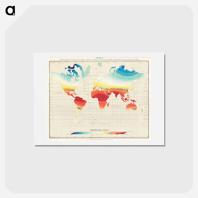 アートポストカード-Geographische Naturkunde oder Grundzüge einer Allgemeinen Naturgeschichte der drei Reiche, mit physiognomischer Schilderung der Erdoberfläche - アンティーク地図 Postcard.