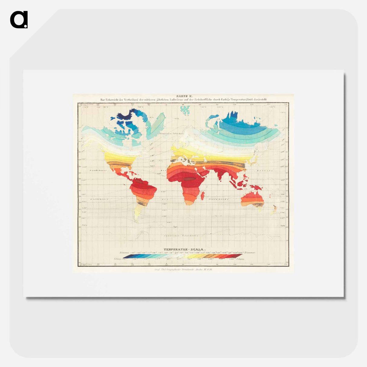 Geographische Naturkunde oder Grundzüge einer Allgemeinen Naturgeschichte der drei Reiche, mit physiognomischer Schilderung der Erdoberfläche - アンティーク地図 Poster.