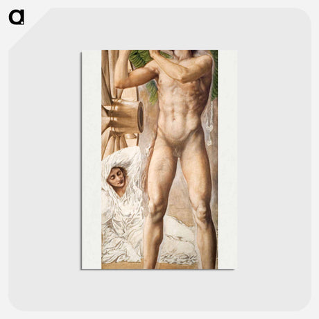 アートポストカード-Troy Triptych - Study of Fame overthrowing Fortune - エドワード バーン ジョーンズ Postcard.