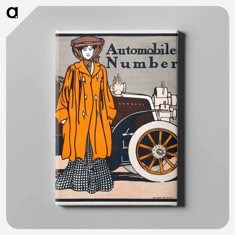 アートパネル-Woman and a vintage car - エドワード ペンフィールド Canvas.