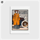 アートポストカード-Woman and a vintage car - エドワード ペンフィールド Postcard.