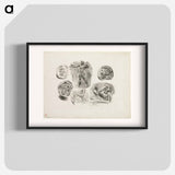 Sheet of Six Antique Medals - ウジェーヌ ドラクロワ Poster.