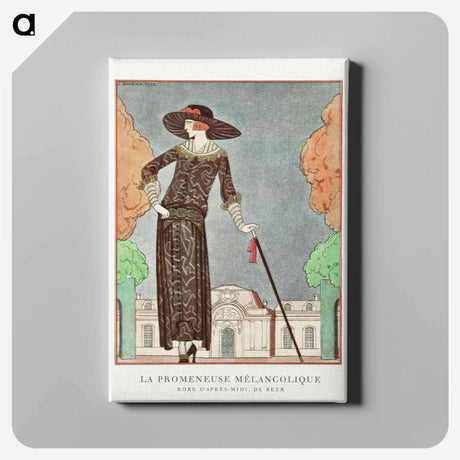 アートパネル-La promeneuse mélancolique, Robe d'après-midi - ジョージ バービエ Canvas.