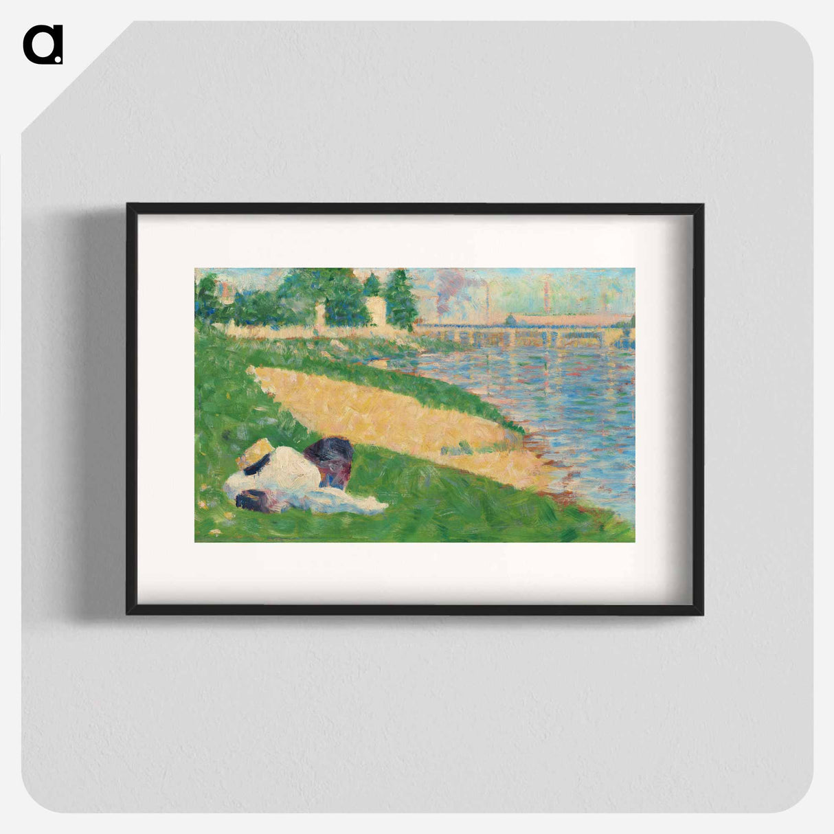 The Seine with Clothes on the Bank (Study for "Bathers at Asnières") - Georges Seurat Poster.