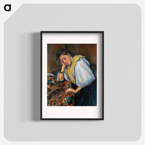 アートポスター-Young Italian Woman at a Table - ポール セザンヌ Poster.