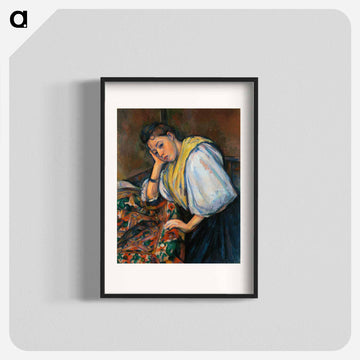 Young Italian Woman at a Table - Paul Cezanne Poster.