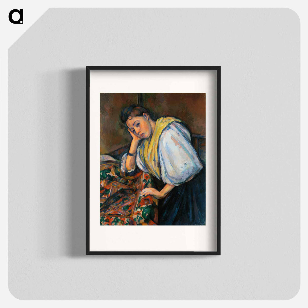 Young Italian Woman at a Table - ポール セザンヌ Poster.