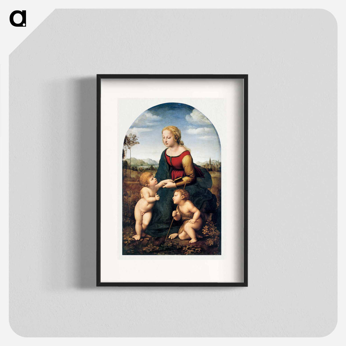 The Virgin and Child with Saint John the Baptist - ラファエロ サンティ Poster.