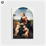 The Virgin and Child with Saint John the Baptist - ラファエロ サンティ Postcard.