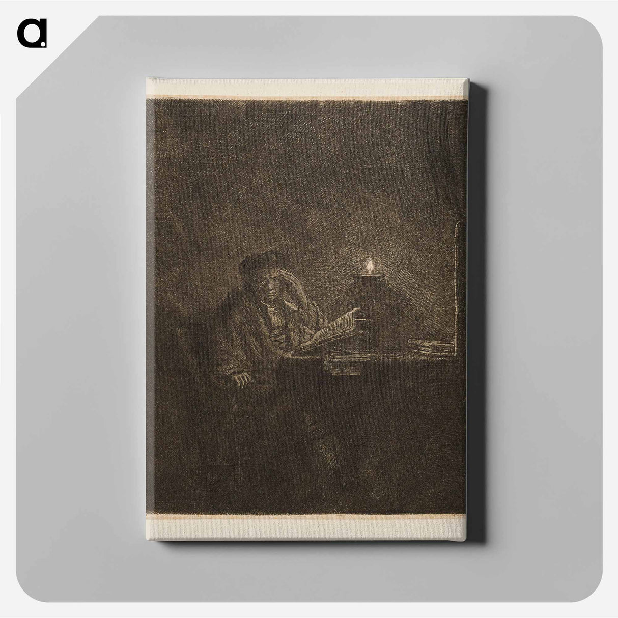 Student at a Table by Candlelight - Rembrandt van Rijn Canvas.