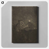 アートパネル-Student at a Table by Candlelight - レンブラント ファン レイン Canvas.