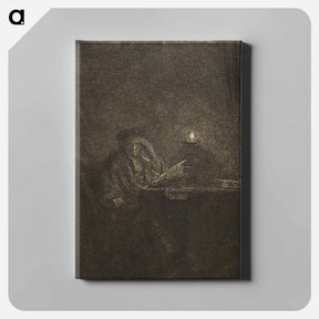 アートパネル-Student at a Table by Candlelight - レンブラント ファン レイン Canvas.