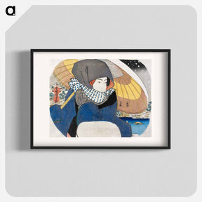 アートポスター-Japanese Woman with Umbrella in Snow
 - 歌川 国貞 Poster.