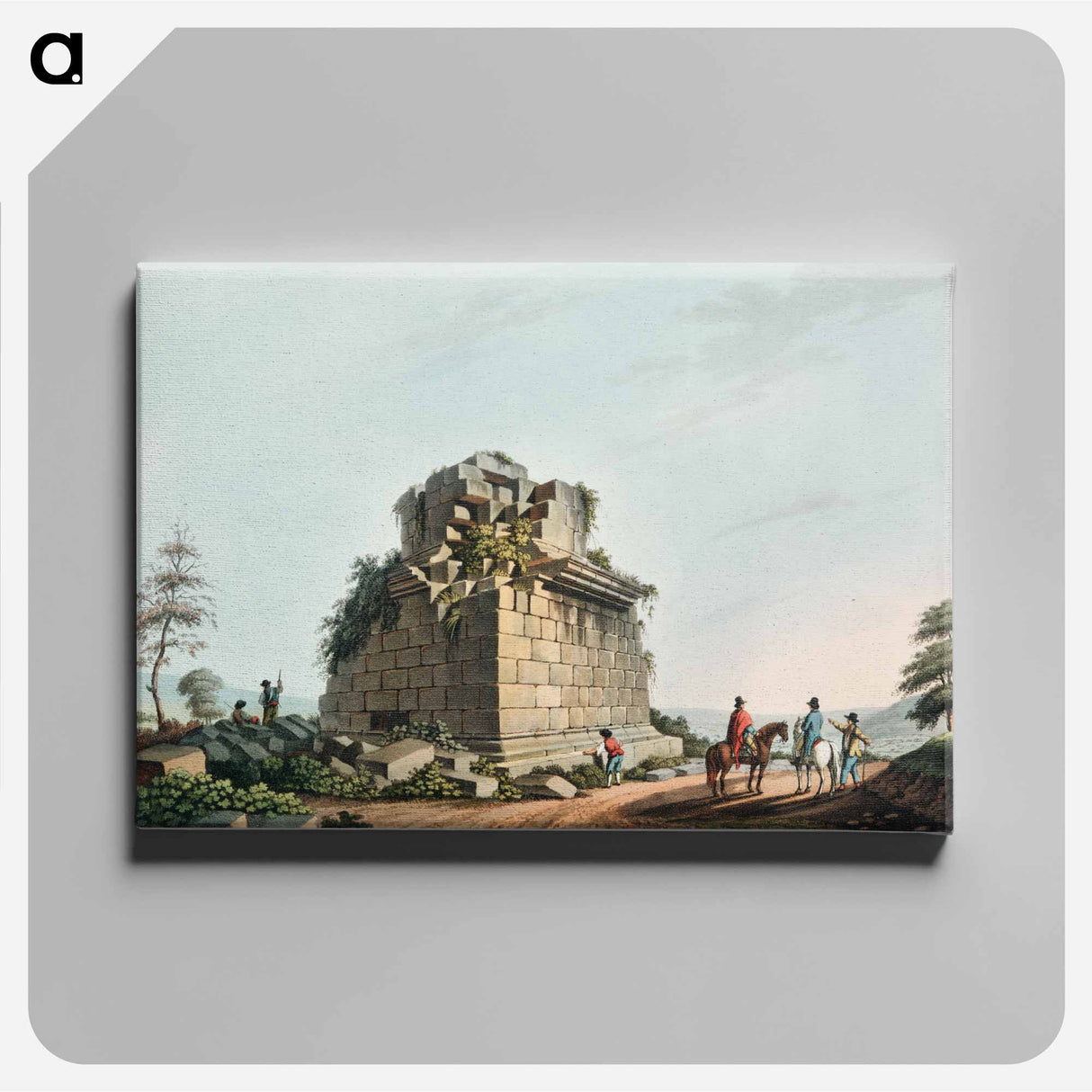Base of a colossal column near Syracuse - View of Ottoman territory Canvas.