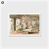 Illustration of woman making oat cakes - 19世紀のヨークシャー Postcard.