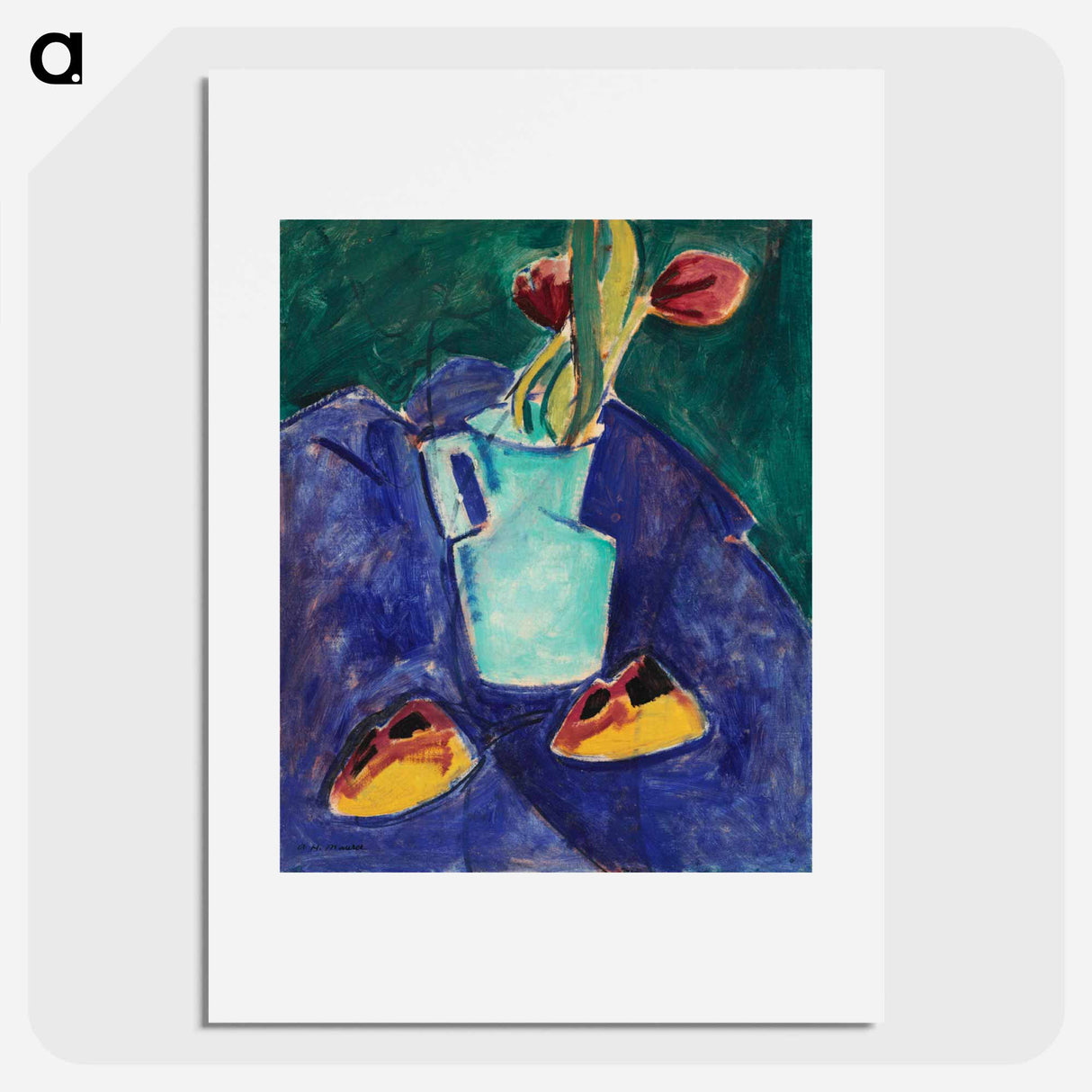 Tulips in a Green Vase - アルフレッド ヘンリー マウラー Poster.