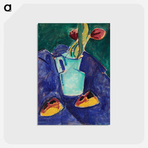 アートポストカード-Tulips in a Green Vase - アルフレッド ヘンリー マウラー Postcard.