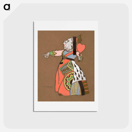 アートポストカード-Queen of Hearts Costume Design for Alice in Wonderland - 不思議の国のアリス Postcard.
