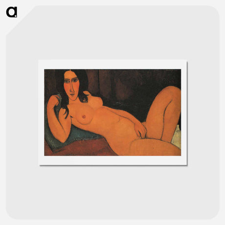 アートポストカード-Reclining Nude with Loose Hair - アメデオ モディリアーニ Postcard.