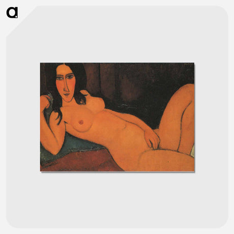 アートポストカード-Reclining Nude with Loose Hair - アメデオ モディリアーニ Postcard.