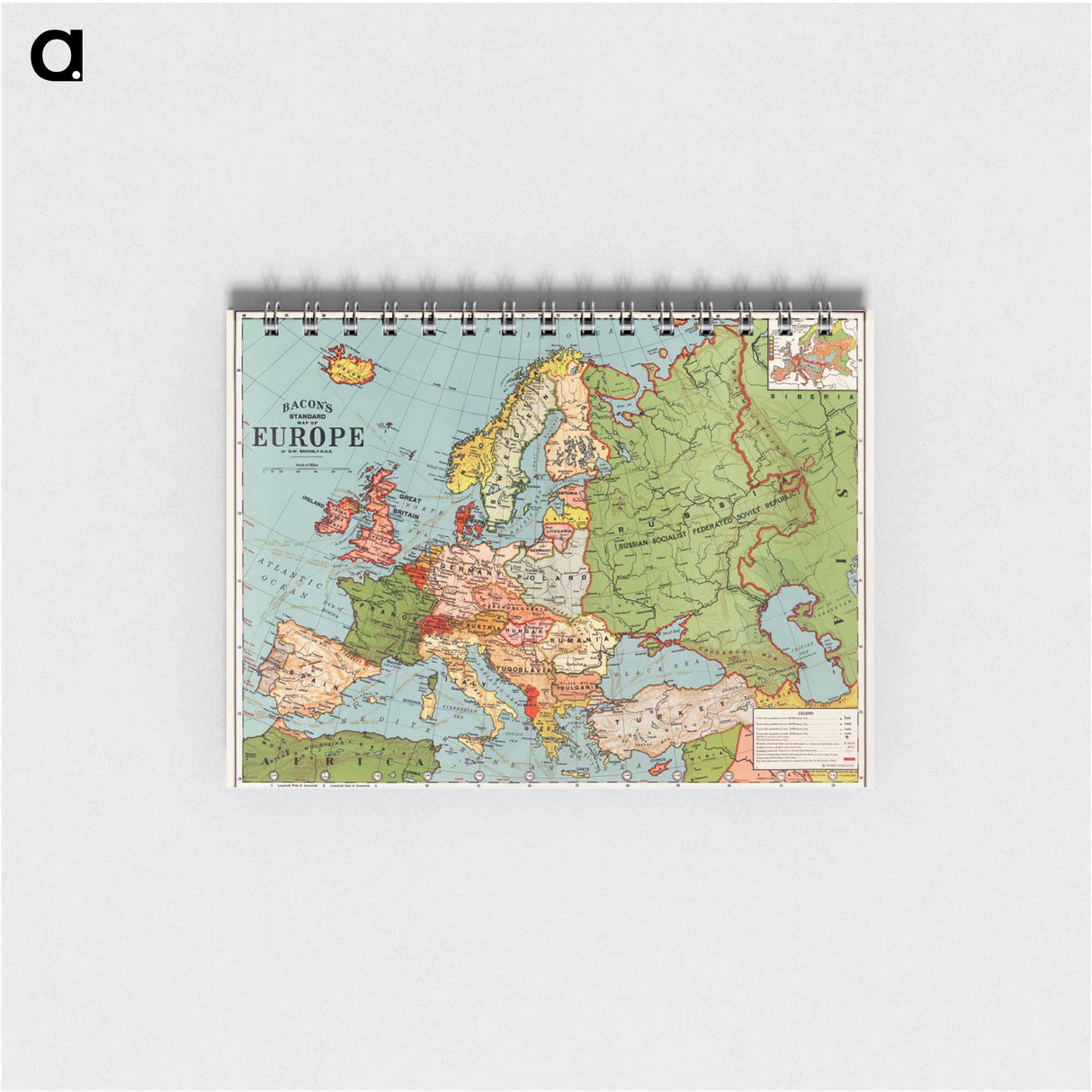 Bacon's standard map of Europe - アンティーク地図 Memo.