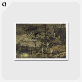 アートポストカード-Two Men Contemplating the Moon - カスパー ダーヴィト フリードリヒ Postcard.