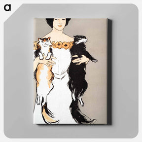 アートパネル-Woman holding cats - エドワード ペンフィールド Canvas.