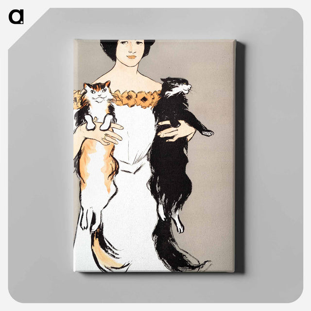 アートパネル-Woman holding cats - エドワード ペンフィールド Canvas.