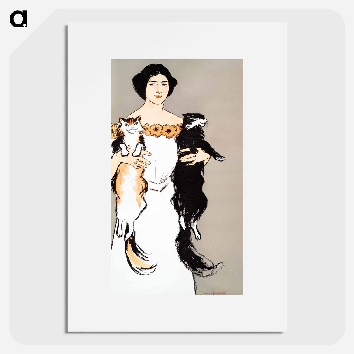 Woman holding cats - Edward Penfield Poster.