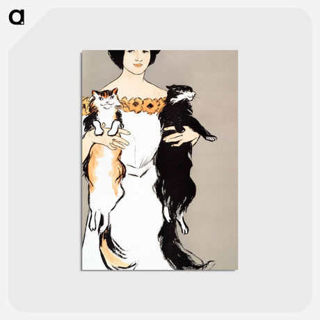 アートポストカード-Woman holding cats - エドワード ペンフィールド Postcard.