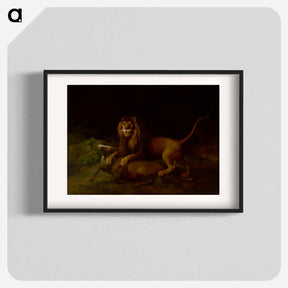 アートポスター-A Lion Attacking a Stag
 - ジョージ スタッブス Poster.