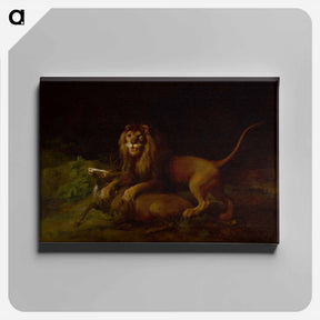アートパネル-A Lion Attacking a Stag
 - ジョージ スタッブス Canvas.