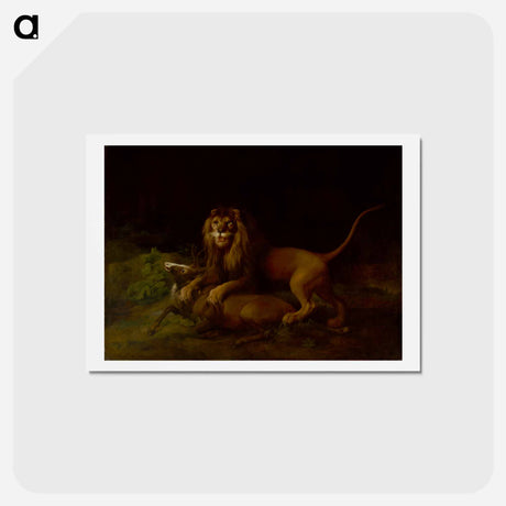 アートポストカード-A Lion Attacking a Stag
 - ジョージ スタッブス Postcard.