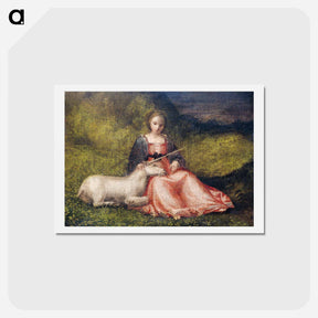 アートポストカード-Woman with Unicorn
 - ジョルジョーネ Postcard.
