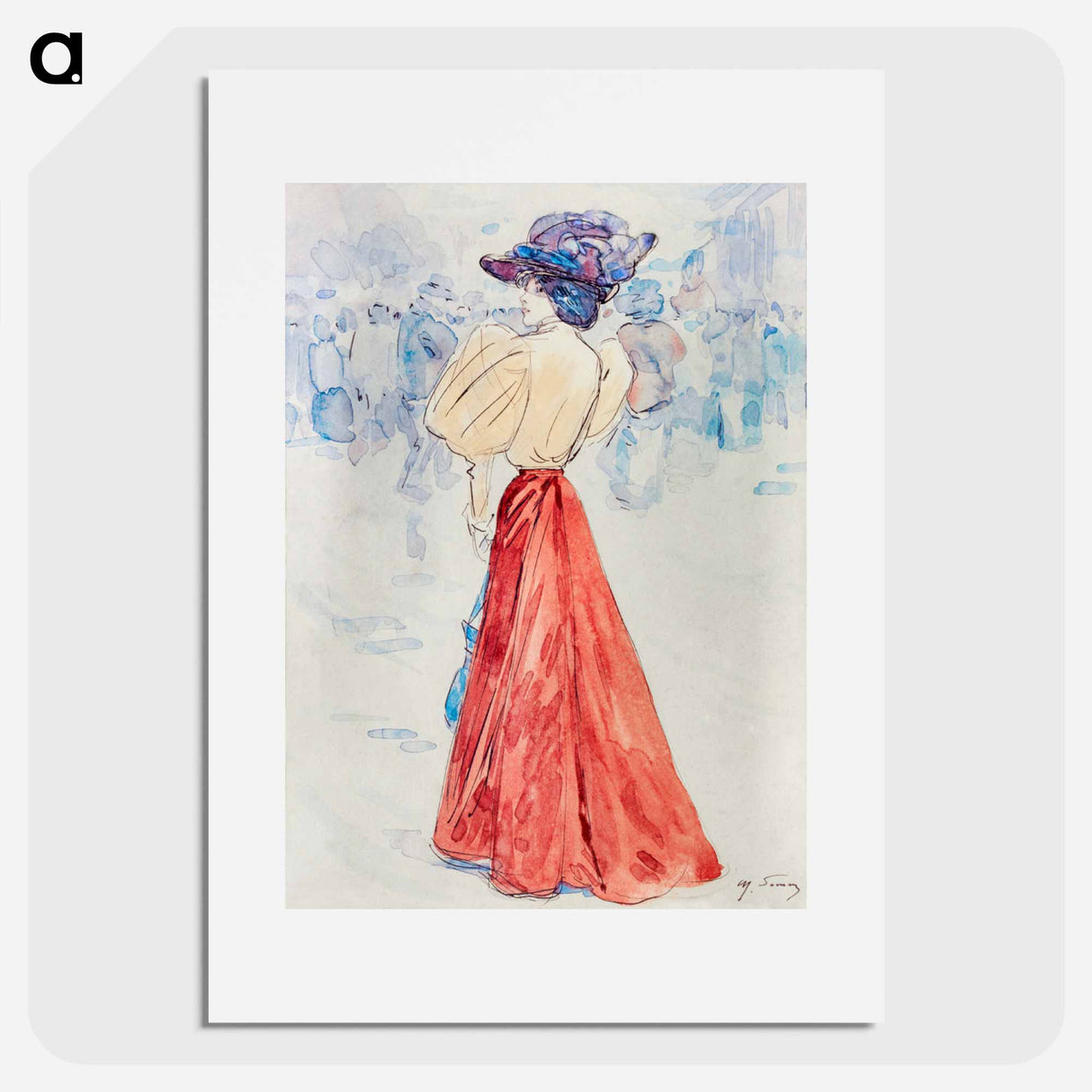 Elegant with a red skirt - アンリ ソム Poster.