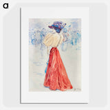 Elegant with a red skirt - アンリ ソム Poster.