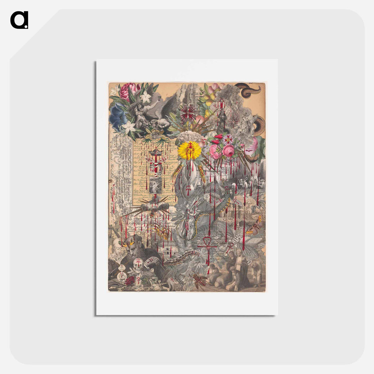 アートポストカード-A Blood Collage
 - ジョン ビングリー ガーランド Postcard.