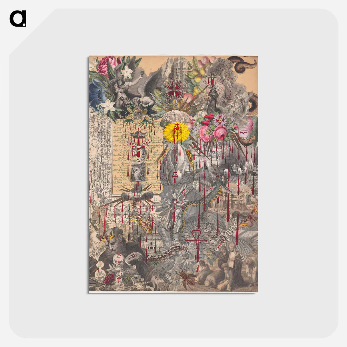 アートポストカード-A Blood Collage
 - ジョン ビングリー ガーランド Postcard.