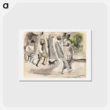 アートポストカード-Figures and Cat in Park
 - ジュール パスキン Postcard.