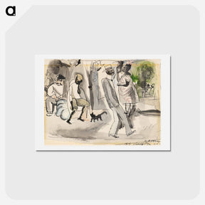 アートポストカード-Figures and Cat in Park
 - ジュール パスキン Postcard.