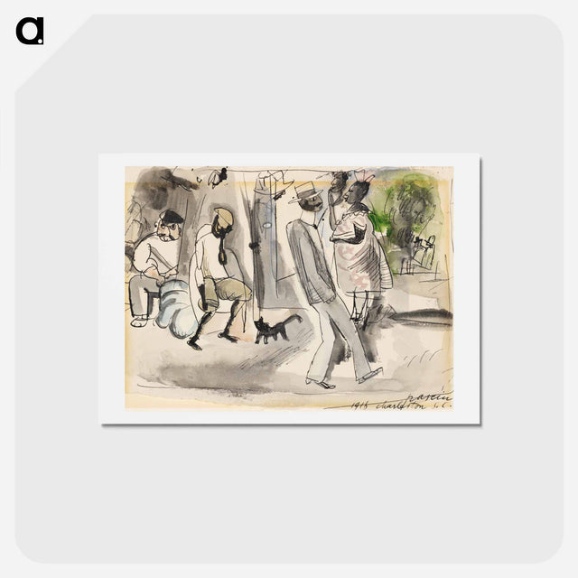 アートポストカード-Figures and Cat in Park
 - ジュール パスキン Postcard.
