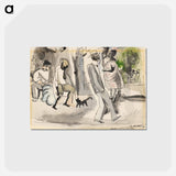 アートポストカード-Figures and Cat in Park
 - ジュール パスキン Postcard.