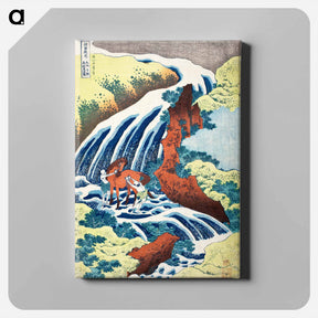 アートパネル-Hokusai's The Yoshitsune horse-washing falls at Yoshino, Izumi Province - 葛飾 北斎 Canvas.