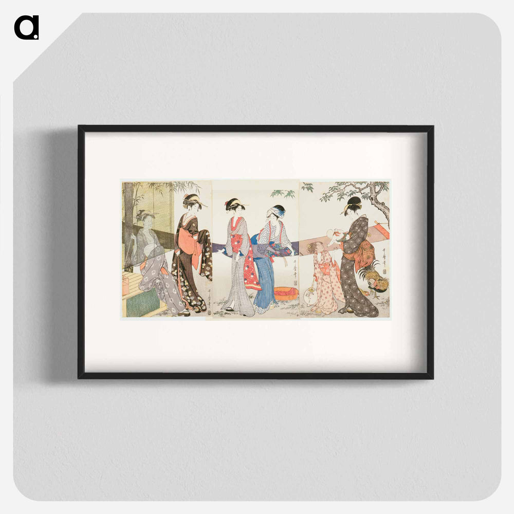 Drying and Stretching Cloth - 喜多川 歌麿 Poster.