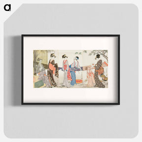 アートポスター-Drying and Stretching Cloth - 喜多川 歌麿 Poster.