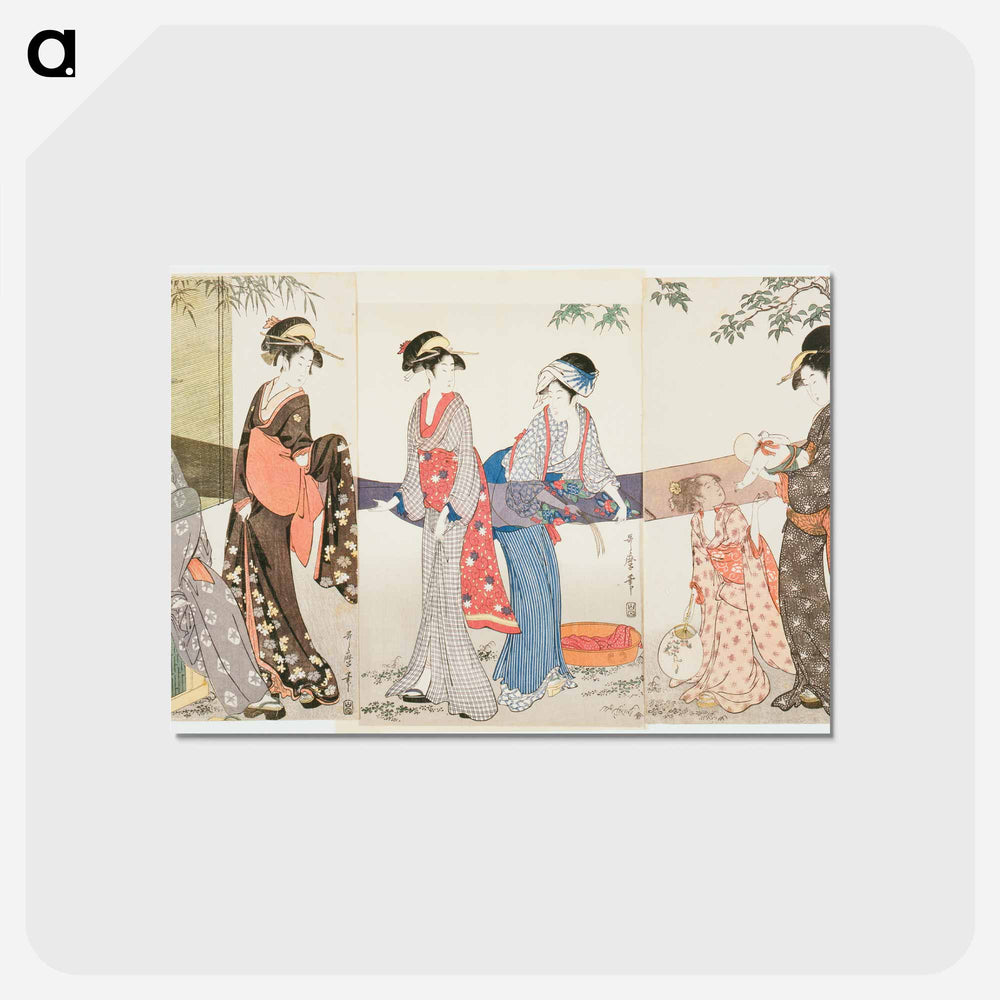 Drying and Stretching Cloth - 喜多川 歌麿 Postcard.