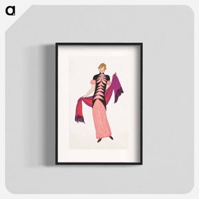 アートポスター-Woman in a long tubular pink dress - オットー フリードリヒ カール レンデッケ Poster.
