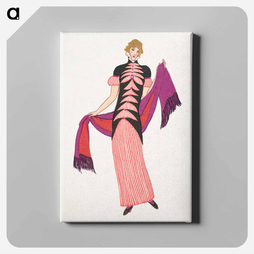 Woman in a long tubular pink dress - オットー フリードリヒ カール レンデッケ Canvas.