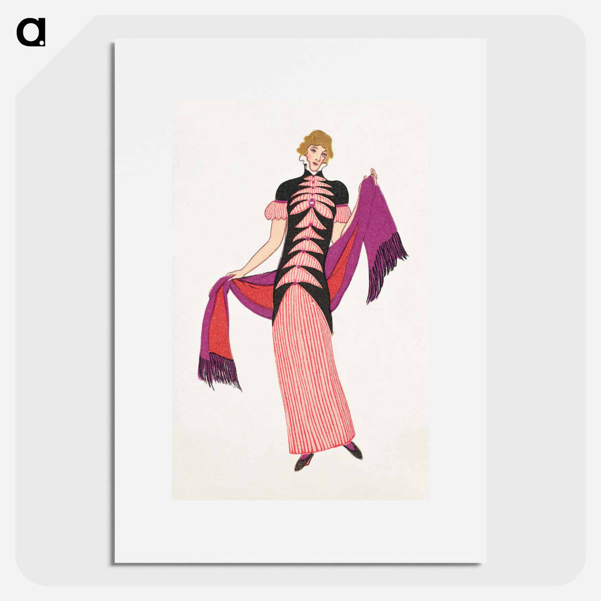 Woman in a long tubular pink dress - オットー フリードリヒ カール レンデッケ Poster.